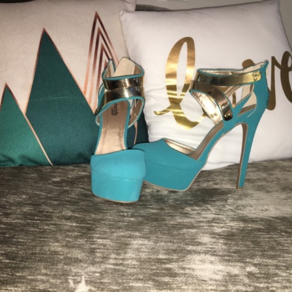 Teal & Gold Heels
